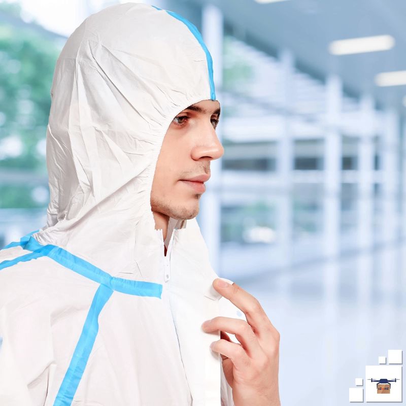 Ανθεκτικό Microporous μίας χρήσης χειρουργικό κοστούμι Hazmat φορμών μίας χρήσης με την κουκούλα